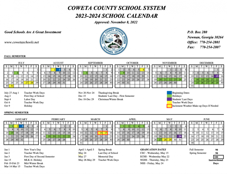 Coweta Schools adopt both 202324, 202425 Calendars Winters Media